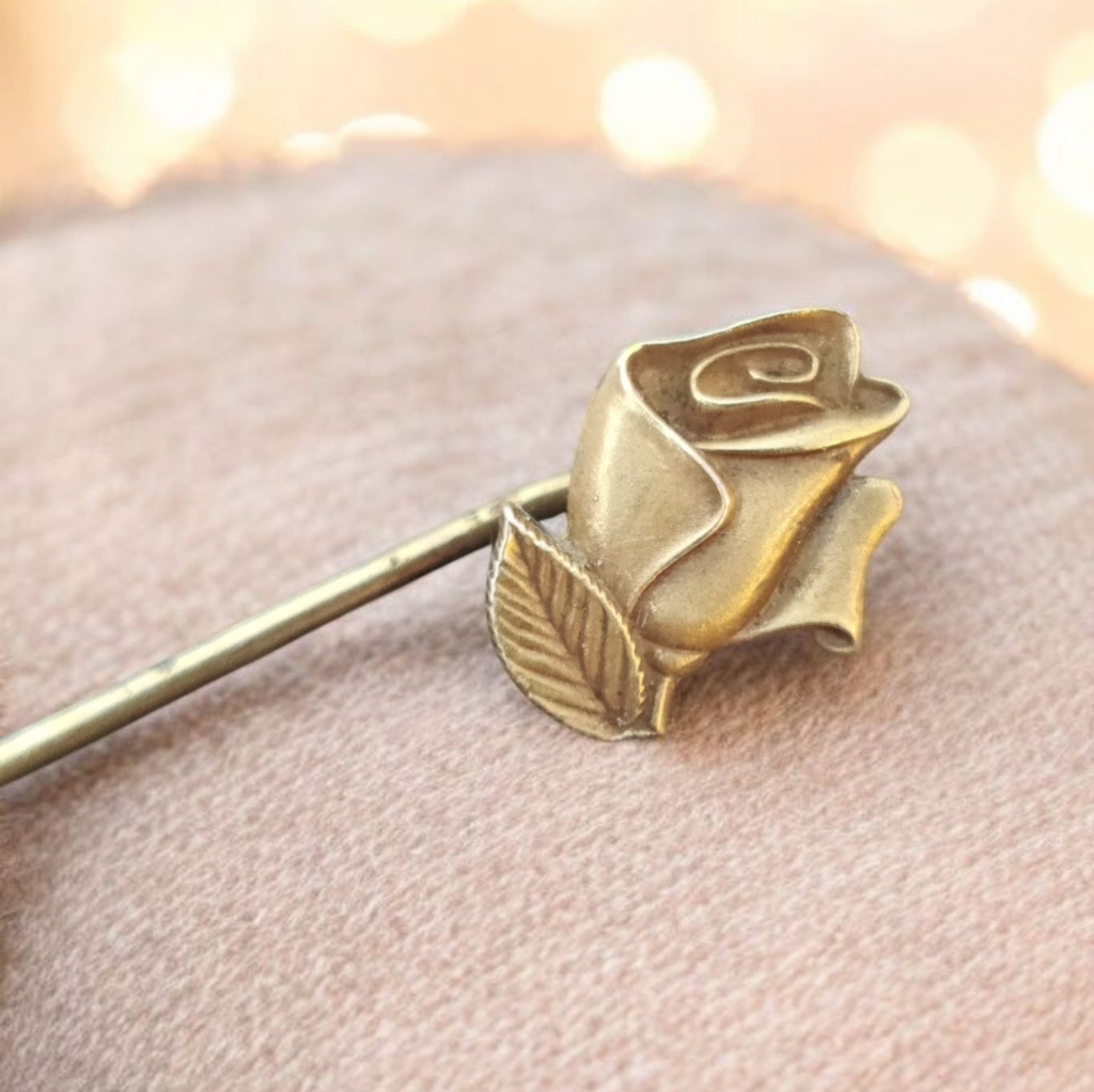 Antique Victorian 10k Gf Rose Stick Pin 13$